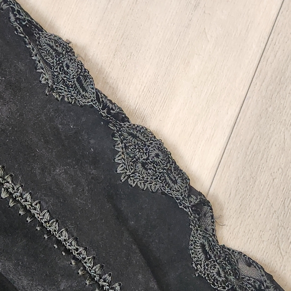 Adrienne Landau Coat M Black Suede Crochet Cardigan Boho Western Southwestern - Picture 9 of 13